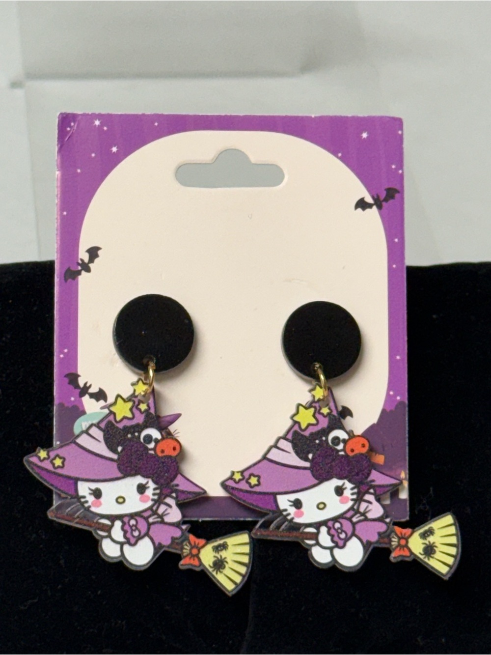 Hello Kitty Purple Witch Drop Earrings for Kids